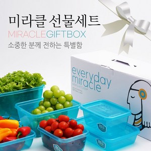 [미라네주방] 미라클통 신선용기 야채보관 반찬통 밀폐용기 미라클선물세트, 황토, 2세트