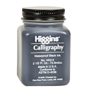 Higgins Black Calligaphy Ink 2.5 Ounce Bottle (44314) 히긴스 블랙 캘리그래피 잉크 2.5온스 병 (44314), 1개