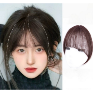 시스루뱅 헤어피스 앞머리 가발, 1개, 브라운