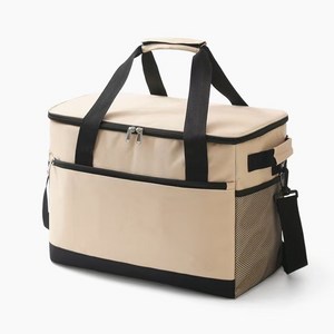야영하다 접이식 피크닉 쿨러백 아이스박스, 30L, 베이지