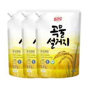 애경 트리오 곡물 설거지 우리현미 1.2L x3 주방세제, 3개