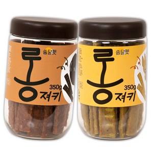 쏨달펫 롱 져키 강아지 육포 간식 대용량, 2개, 350g, 소고기+황태