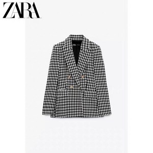 ZARA 자라 더블 브레스트 하운드 투스 트위드자켓