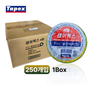 서통 테이팩스 전기 절연테이프 8 칼라 19mm x 10m, 녹황색, 250개