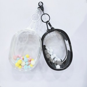 (1+1+폼폼이) 13cm 빅 사이즈 PVC 인형 파우치 키링 투명 다용도 보관 게이스