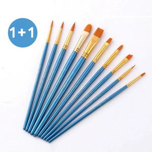 [1+1] 2셋트 HB문화사 10종 아크릴 그림 오일 수채화 브러쉬 세트, (1+1)블루(BLUE)10종