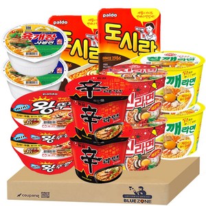 오뚜기 농심 팔도 용기컵라면 6종 (왕뚜껑2+도시락2+육개장사발면2+진라면 매운맛2+참깨라면2+신라면2), 1세트