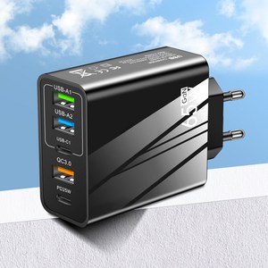 미가 초고속충전기 65W 3.1A type-c PD+3USB 5포트 충전기, 1개, 블랙