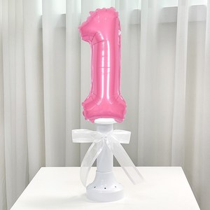 파티앤온 생일 기념일 호일 숫자 스탠딩 풍선, 1, 핑크