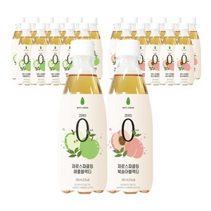 넛츠그린 제로스파클링 애플블랙티+복숭아블랙티, 24개, 340ml