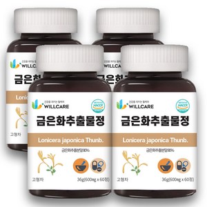 윌케어 금은화 인동꽃봉오리 추출물정 600mg x 60정, 4개