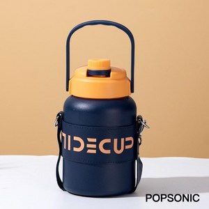 POPSONIC 투썸텀블러 하이드로플라스크 하이드로플라스크텀블러 대용량 텀블러 1리터 물병스트랩, 파란색, 1100ml