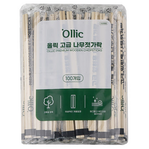 올릭 고급 일회용 나무젓가락, 100개입, 1개