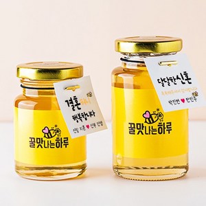 [꿀맛나는하루] 결혼답례품 퇴사 시보해제 첫돌 백일 장례 조문 조의 감사 답례 벌꿀 국내산 꿀 선물 세트, 160g, 1개, 기본 꿀 + 선물세트 + 메세지카드