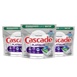 Cascade 플래티넘 액션팩 프레시 식기세척기용 세제, 221g, 3개