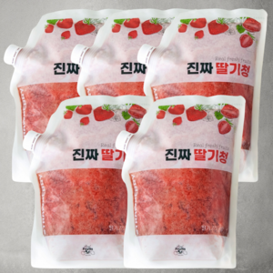 푸드마실 진짜 딸기청 카페용 대용량 수제 과일청, 1kg, 5개