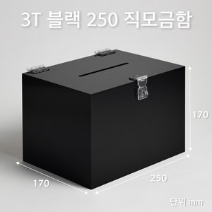 조이사인 직사각 아크릴상자 250x170 / 두께3mm 투표함 응모함 모금함 매장/진열용품, 직모금함 250*170/3T 블랙 [JD25173B]