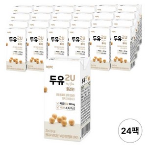 [비락] NON-GMO 2U 플레인 담백한 두유, 24개, 200ml