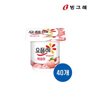 빙그레 요플레 복숭아 요거트 유치원 어린이집 간식, 85g, 40개