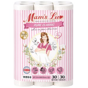 맘스럽 퓨어클래식 천연펄프100% 롤화장지 도톰한 데코3겹 두루말이