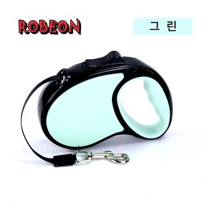 ROBEON 프리미엄 강아지 자동리드줄 꼬임방지 3M, 그린, 1개