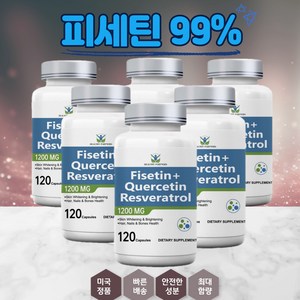 헬시파트너 고순도 피세틴+퀘르세틴 레스베라트롤 1200mg 120캡슐 무관세, 6개, 120정