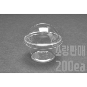 74파이 4온스 투명소스컵+돔뚜껑200세트(뚜껑포함) 110ml 일회용 소스통 조미료 아이스크림한스쿱 양념통 드레싱 포장 배달 용기, 4온스 소스컵+돔뚜껑세트, 1개