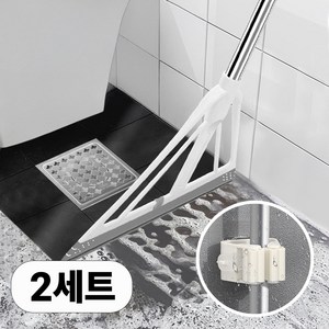 젠투유 물기쓱싹 4중날 실리콘 빗자루 + 후크 세트, 화이트그레이, 2세트