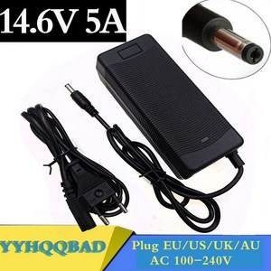 14.6V 5A LiFePO4 배터리 충전기 4s 14.4V 팩 DC 5.5mm x 2.1mm, 02 EU, 1개