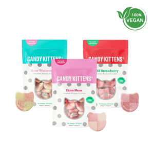 [스웨디시 젤리] CandyKittens 캔디키튼스 비건 젤리 3종 미니세트, 와일드스트로베리(54g), 이튼메스(54g), 사우어워터멜론(54g), 1개