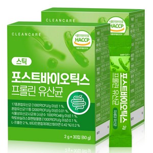 클린케어 포스트바이오틱스 프롤린유산균, 60g, 2개