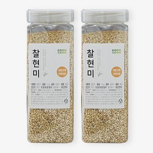 2023년산 햅쌀 통에 담은 찰현미 쌀, 2개, 1kg