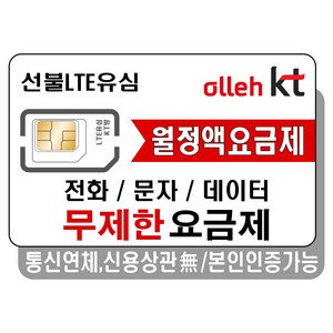 프렌즈모바일 KT선불폰 무제한 요금제 선불유심 유심개통, 선불데이터안심15G, 1개