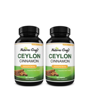 미국 Natues Caft 실론계피분말 추출 1000mg 60캡슐 x 2통, 2개, 60정