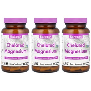 Bluebonnet 블루보넷 킬레이트 마그네슘 120캡슐 3팩 Chelated Magnesium, 120정, 3개