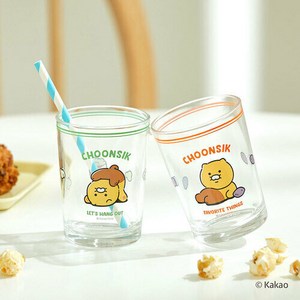 카카오프렌즈 춘식이 데일리 유리컵 230ml 2종, 혼합색상, 1세트