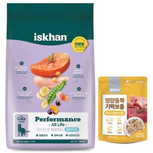 이즈칸 캣 퍼포먼스 올라이프 10kg + 영양듬뿍 기력보충 닭고기참치스튜 80g, 1개