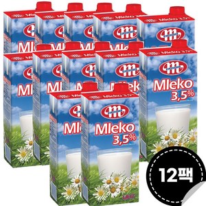 유럽산 믈레코비타 MLEKO 3.5% 수입멸균우유 플라워밀크, 1L, 12개