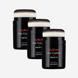 (핫딜/유통기한 25.11.07) 로브로제 카페인 헤어쿠션 12g / 흑채 헤어퍼프, 내추럴블랙(흑갈색), 3개