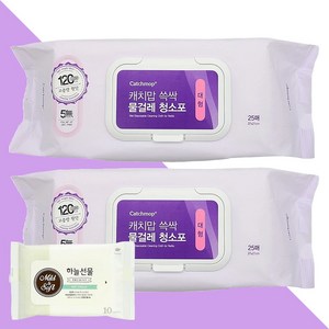 캐치맙 쓱싹 물걸레 청소포 대형 25매 2개(+하늘선물 물티슈 10매), 2개