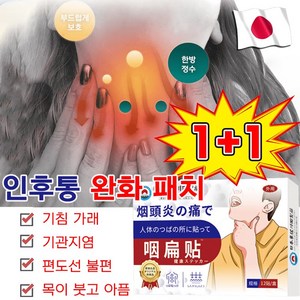 [효과보장!!!] 인후통 완화 패치 기침가래 만성 인두염 패치, 12개입, 1개