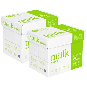 miilk 그린 복사용지 80g, A4, 5000개