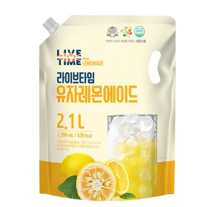 [태웅식품본사] 라이브타임 유자레몬에이드, 2.1L, 1개