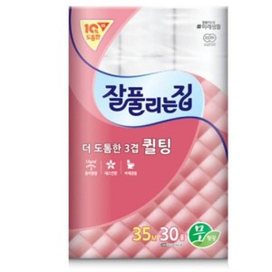 잘풀리는집 더 도톰한 퀄팅 3겹 화장지 35M x 30롤 1개