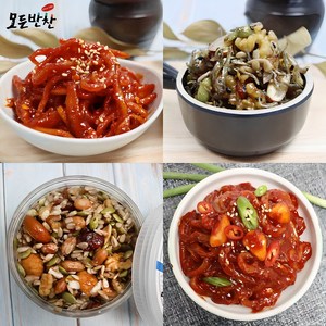 [모든반찬] 밑반찬 4종세트 각400g/ 진미채무침+멸치조림+영양모듬콩+오징어젓, 400g, 1개