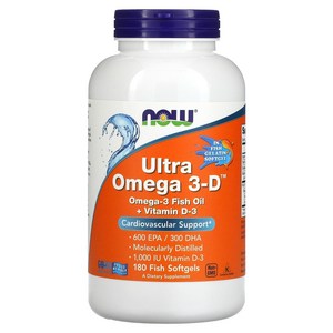 나우 푸드 울트라 오메가3-D 피쉬 소프트젤 180개입 [3통] Ultra Omega 3 Vitamin D, 180정, 1개