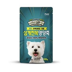 푸르미 몬스터 굿 라이프 강아지 영양죽 파우치, 종류:삼계전복, 120g, 2개