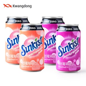 광동 썬키스트 제로 자두자몽 소다+제로 복숭아레몬 355ML 12+12 총 24개