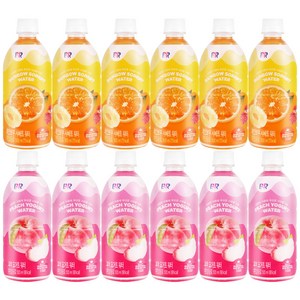 베스킨라빈스 500ml 피치요거트워터 6페트 + 레인보유샤베트워터 6페트, 1세트