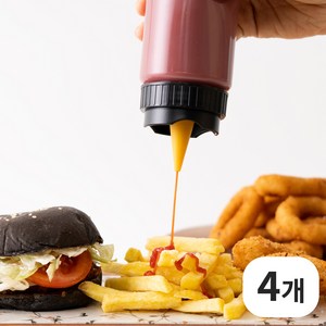 쉐프의소스통 잘라쓰는 삼각노즐 소스통, 삼각 노즐 화이트, 4개, 470ml